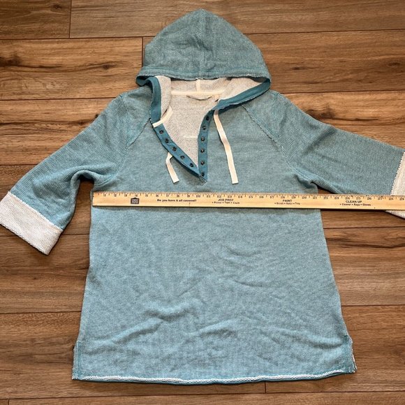 Soft Surroundings Just Beachy Sweatshirt SZ Large Terry Cloth Pullover Hood Blue - Picture 7 of 11